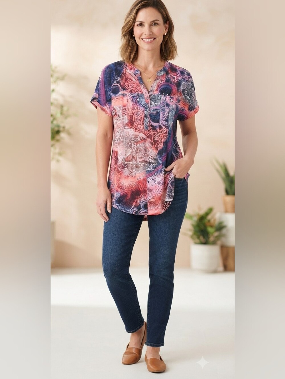 Vera Rose Tunic Style Top. XL